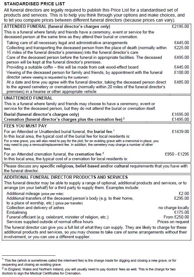 Standardised Price List-202505